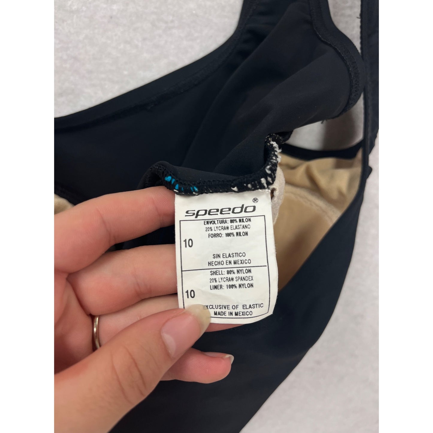 Speedo Black/Blue Tankini Swim Top Size 10 #309A