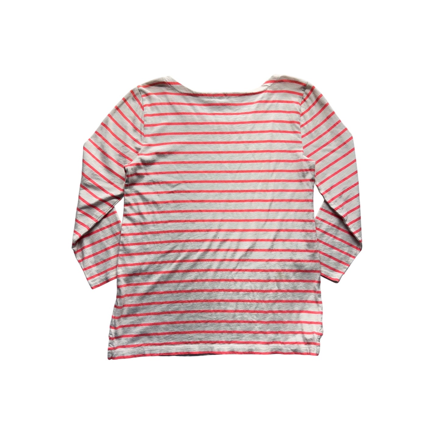 J. Crew Striped Lightweight Long Sleeve Shirt S White & Coral 237B