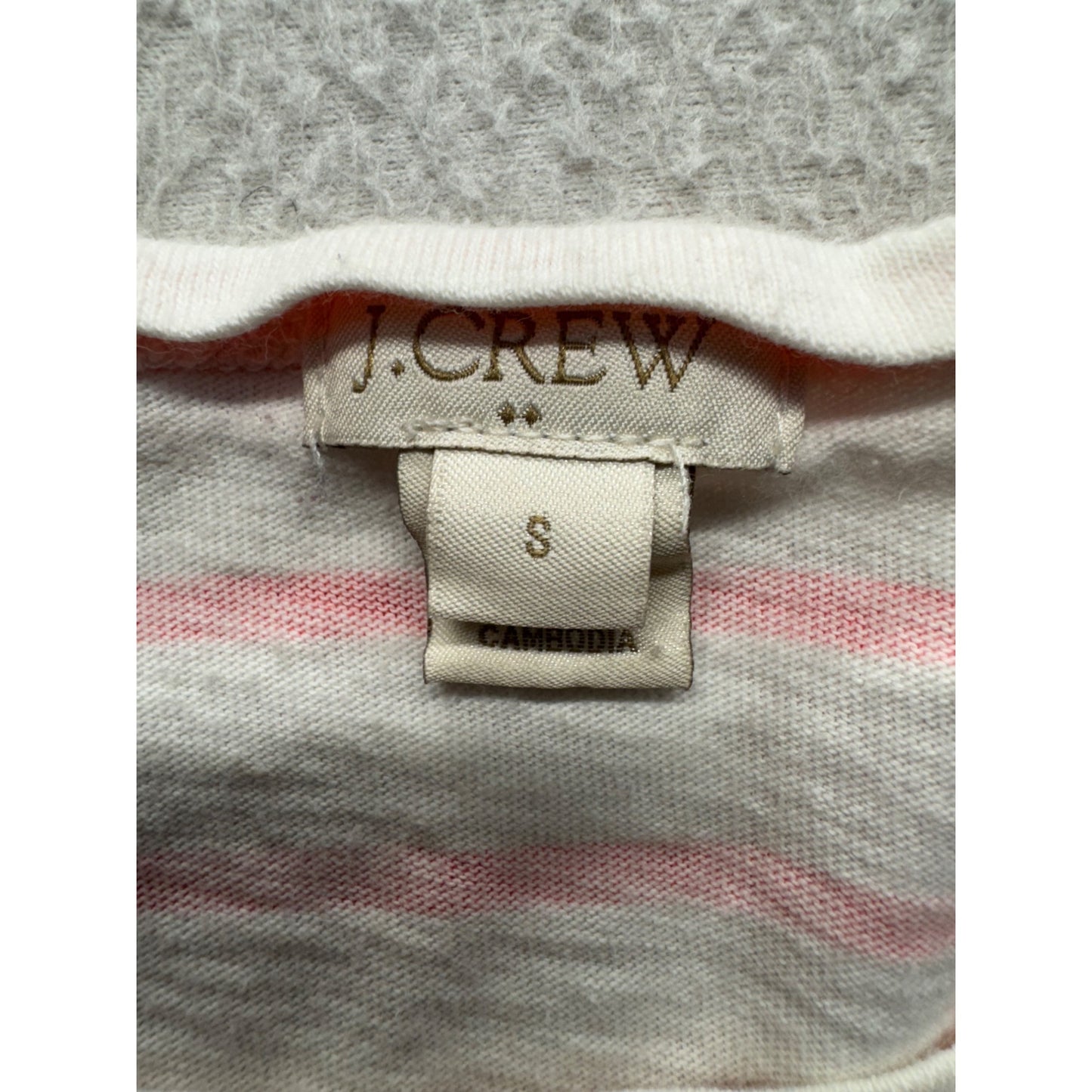 J. Crew Striped Lightweight Long Sleeve Shirt S White & Coral 237B