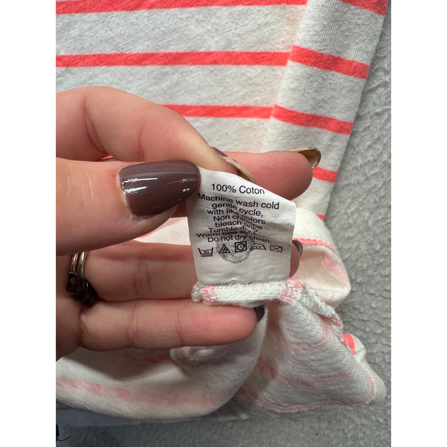 J. Crew Striped Lightweight Long Sleeve Shirt S White & Coral 237B