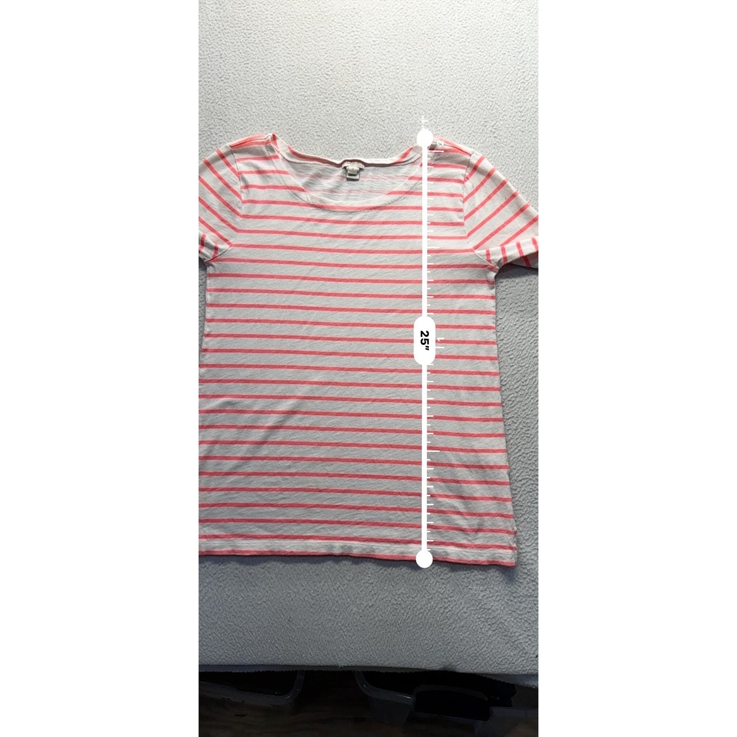 J. Crew Striped Lightweight Long Sleeve Shirt S White & Coral 237B
